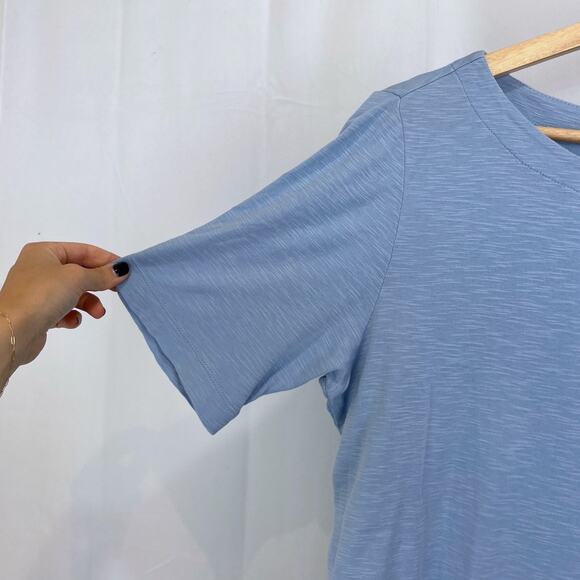 J. JILL Pima Slub Elbow Sleeve Tee Short Sleeve Shirt Blue Size L - Picture 4 of 9